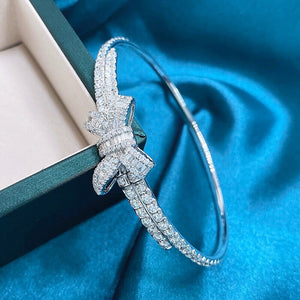 Bracelet  "AAZUO&BOWKNOT"  Women, 18K White Gold with Diamonds 2.50ctw Fashion Upscale Trendy Wedding Engagement Party