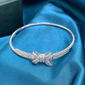 Bracelet  "AAZUO&BOWKNOT"  Women, 18K White Gold with Diamonds 2.50ctw Fashion Upscale Trendy Wedding Engagement Party
