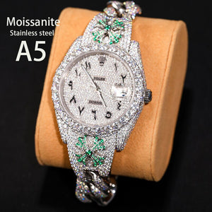 Luxury Men Watches Stainless Steel Strap Watches For Female Ice Out Moissanite Send With Certificate
