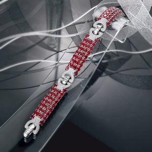 Bracelet CAIMAO with  Natural Gemstones Oval Ruby 24.70ctw&Cut Diamond 2.55ctw, 18K White Gold
