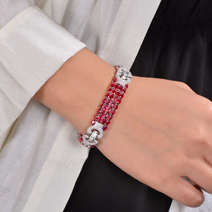 Bracelet CAIMAO with  Natural Gemstones Oval Ruby 24.70ctw&Cut Diamond 2.55ctw, 18K White Gold