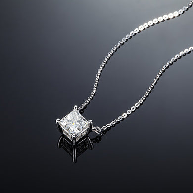 Neacklace ZOCAI Women Princess Cut Diamond 1.1 Carat Certified F-G / S 18K White Gold