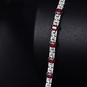 Bracelet women LANMI 18K white gold Au750 with Natural Ruby Carat Weight:7.45ct; Diamond: SI(G-H) Cut:Round Carat Wight:2.148ct