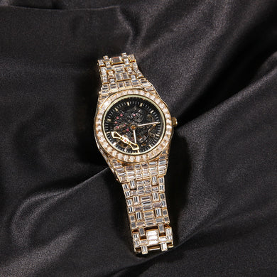THE BLING KING Watch New Fashion Luxury Men Mechanical Tungsten Rhinestone Cristals Zarconia Quartz  Steel Tourbillon Watch Sapphire reloj hombre