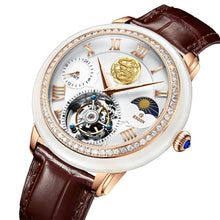 Load image into Gallery viewer, Limited Edition Watch SEAKOSS&amp;ESDIN TOURBILLON Men Natural Jade Tourbillon Watches Super Luxury 60 Diamonds 0.15carats 24K Gold Coin