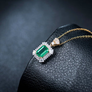 LUXURY Necklace Green Emerald 2.36ctw, Natural Diamonds Carat Weight: 0.768ctw, 18K Gold,  Jewelry for women's.