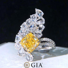 Load image into Gallery viewer, GIA Ring Yellow Diamond 3.00ct Fancy Light Yellow Diamonds Solid 18K Gold Female&#39;s Diamond Wedding Engagement Rings for Women