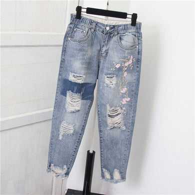 20.3 WOMAN 5XL Ripped Jeans For Women Embroidery