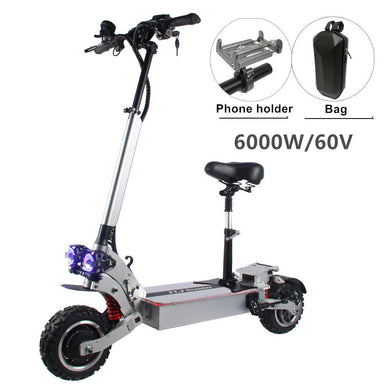 ELECTRIC SCOOTER POWERFULL ADULT FLJ 6000W Dual engines bluetooth App Battery 11inch off road 60V double  Max Load: about 180kgs