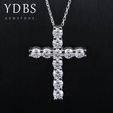 Neacklace YDBS Women  Cross Shaped Sterling Silver Moissanite Diamond 1.1carat 3MM D Color Gem Color: Silver 10K White Gold 14K White Gold 18K White Gold and silver Silver;