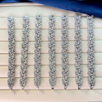 Luxury Diamond Bracelet women  100% 925 Sterling Silver Sparkling Diamond Bangles  Wedding Party Bridal Fine Jewelry
