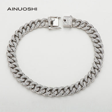 BRACELET AINUOSHI Diamond 3.60ctw, 14K White Gold , Size 24.5X29.5mm Radiant Cut for men Chain Length: 8Inch;