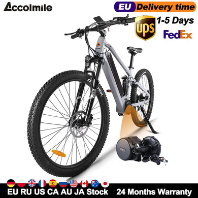 Accolmile E-BIKE Electric Bicycle 2021 e Bike 48V 750W Mid Motor for women and men,  Mountain Bike E-bike 27.5inch Bicycle Shock Absorption
