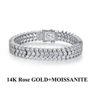 Women Bracelet KUOLOIT Moissanite Dimaond 19carat , 18K White Gold 750 Solid, Cut Moissanite Diamond Round 3.5carat/mm Luxury Jewelry