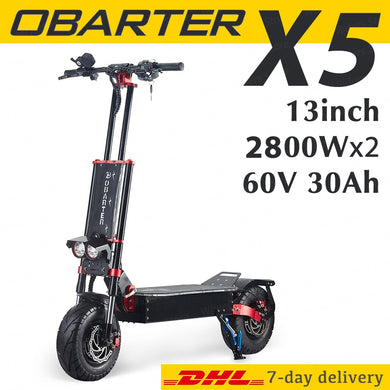 OBARTER X5 2800W*2 60V30Ah 13inch Electric Scooter Adult E-scooter 95km/h E-Scooter Two Wheel Hydraulic Shock Absorber