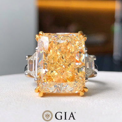 GIA Yellow Light Diamond Ring 15.08ctw 18K Gold Wedding&Dating&Engagement Female