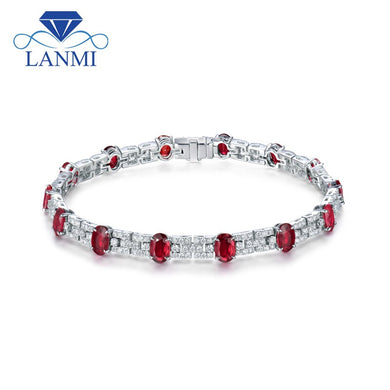 Bracelet women LANMI 18K white gold Au750 with Natural Ruby Carat Weight:7.45ct; Diamond: SI(G-H) Cut:Round Carat Wight:2.148ct